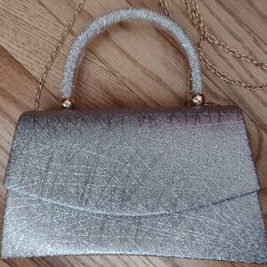 New Sparkling Silver Bag with Detachable Chain